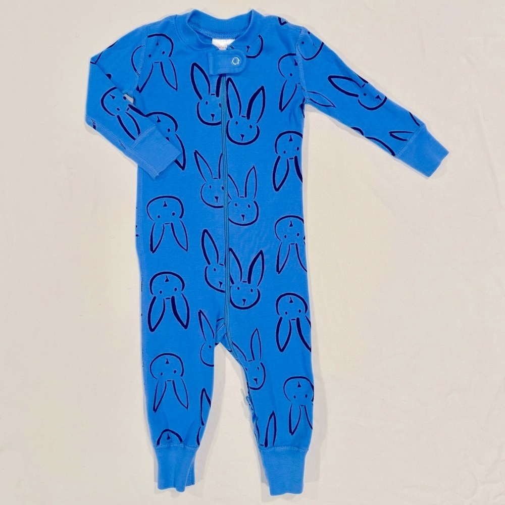 Hanna Andersson Baby 2-Way ZIP Sleeper Boys 6-12M 70 cm Girls Bold Bunny on Blue